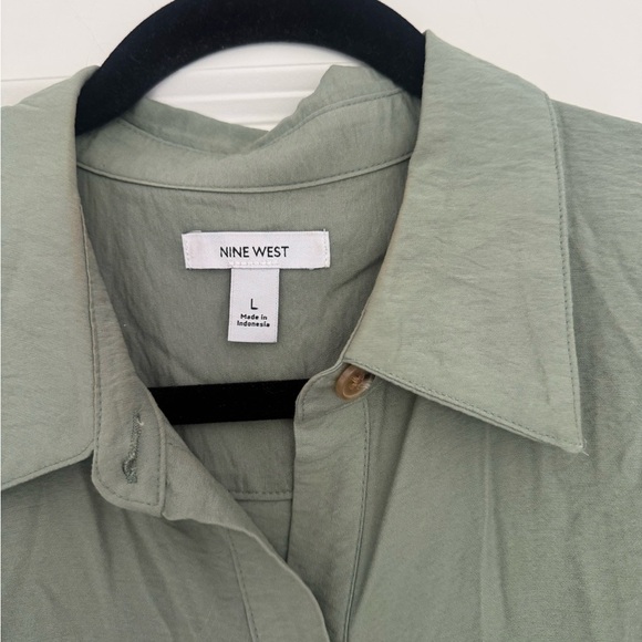 Nine West women’s sage green collar button shirt dress w/belt size large 10 12 - Picture 5 of 5